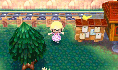 A villager running while the seasons change