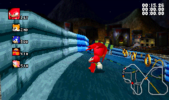 Knuckles running in a stage