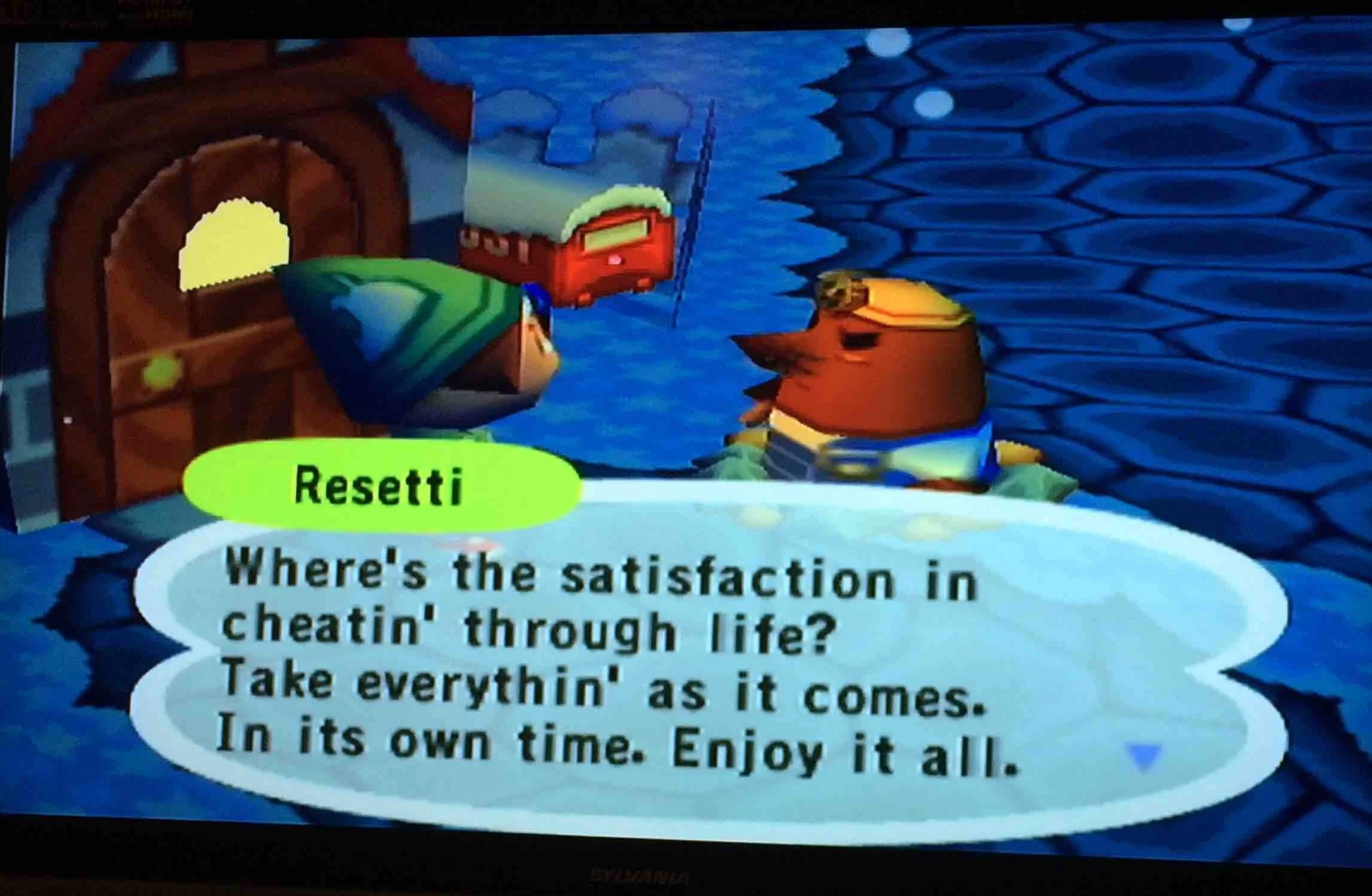 Resetti telling the player to take everything as it comes and enjoy it all.