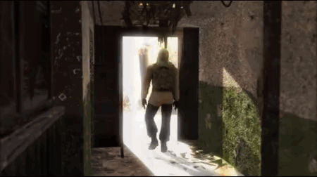 A dude walking into the light