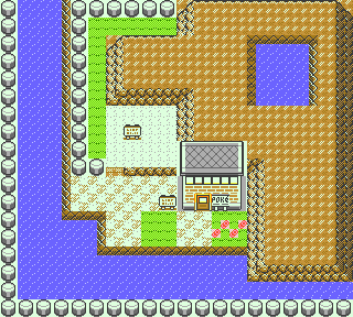 The cinnabar Island Map in Gold, silver and crystal, reduced to a pokemon center.
