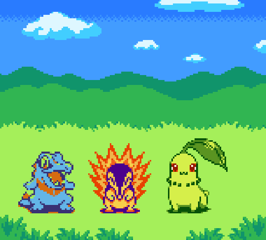 Totodile, Cyndaquil and Chikorita