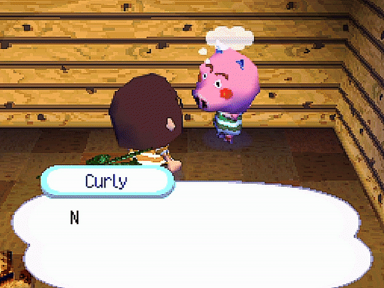 Curly, a pink pig saying No.. actually, you're good just the way you are now!