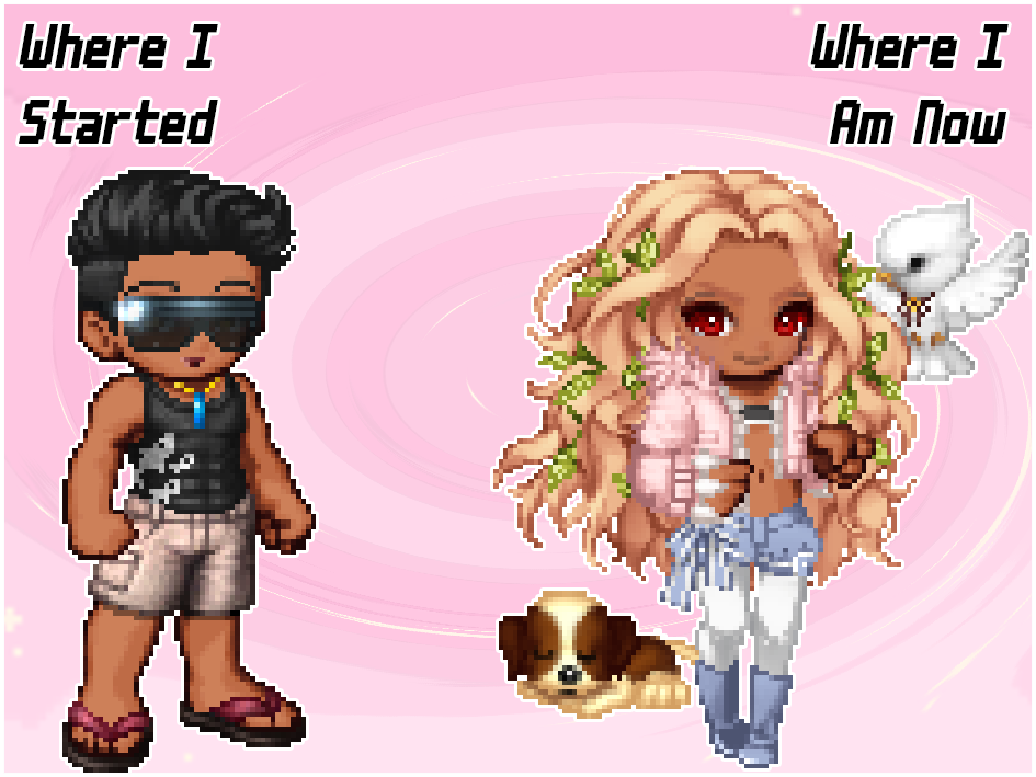 Pixel Art comparison of my pixel art when I started GaiaOnline and now.